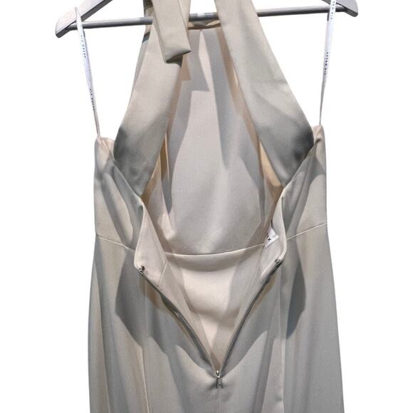 After Six High Neck Halter Backless Bridesmaid Formal Dress Ivory Size 14R 6827 - Picture 9 of 16